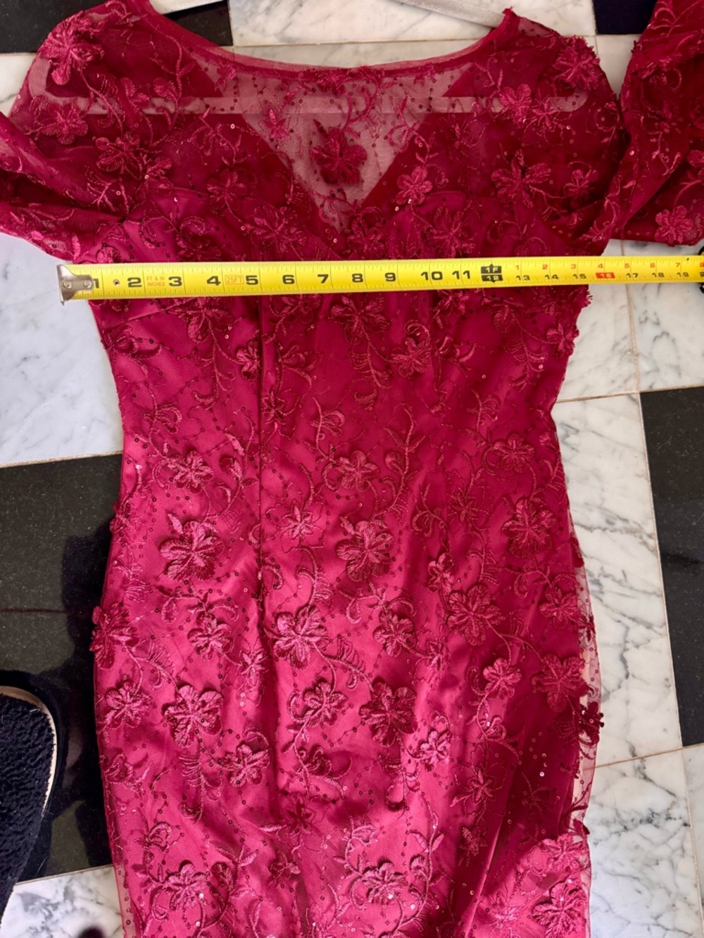 Adrianna Papell Floral Sequin Embroidered Lace Cocktail Dress 2 Pink Bell Sleeve - Picture 14 of 14